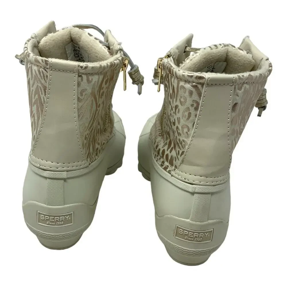 Sperry Saltwater Metallic Jacquard Duck Boot Size 10 NWT $110 MSRP